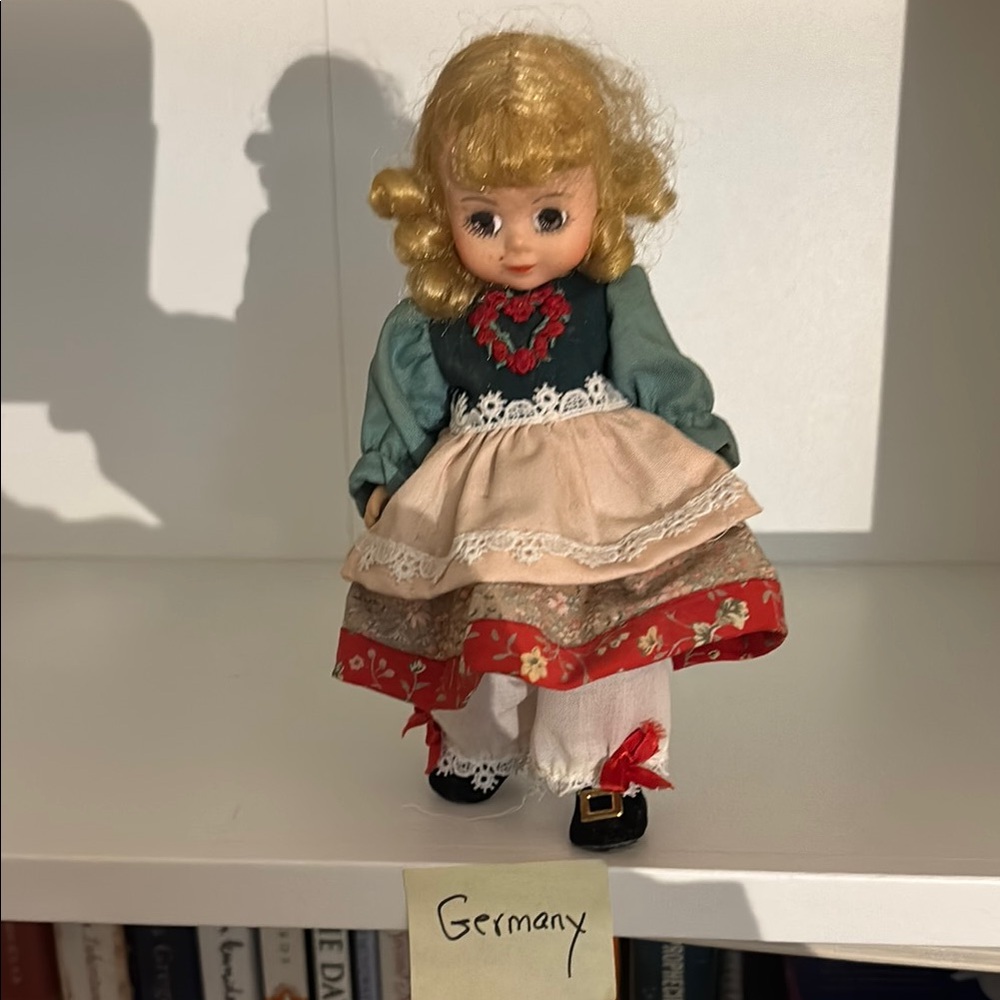 Charming Madame Alexander Germany Doll with Blonde Hair and Colorful Dress